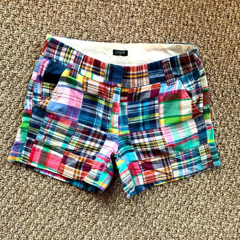 J. Crew Bright Plaid Patchwork Shorts